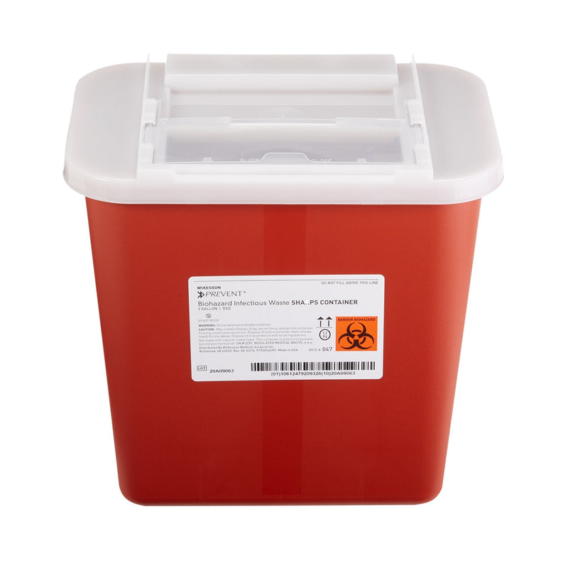 McKesson Brand McKesson Prevent Sharps Container, 2 Gallon, 10-1/4 x 7 x 10-1/2 Inch (20/CS) 