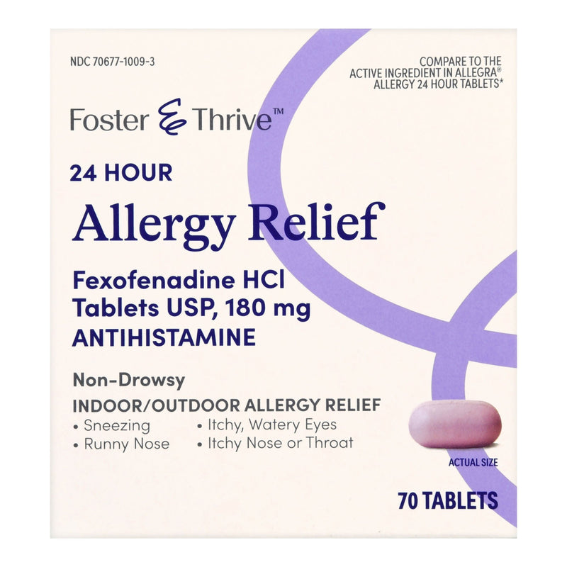 Foster & Thrive 24 Hour Allergy Relief Fexofenadine HCl USP 180 mg Tablets 