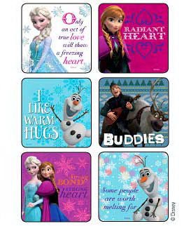 Sticker Disney 75 per Pack Frozen Snowflakes n Slogans 2-1/2 X 2-1/2 Inch (Pack of 90) 