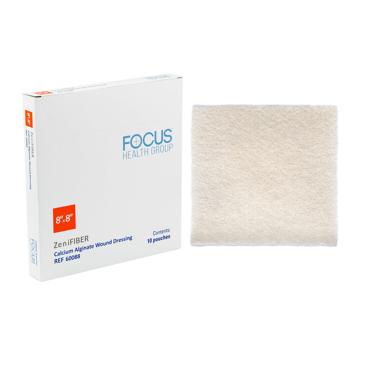 Alginate Dressing ZeniFIBER Calcium Alginate 8 X 8 Inch Square (Box of 10)