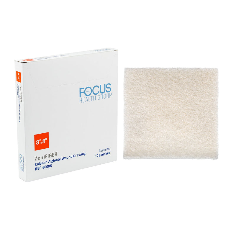 Focus Health Group Alginate Dressing ZeniFIBER Calcium Alginate 8 X 8 Inch Square (10/BX) 