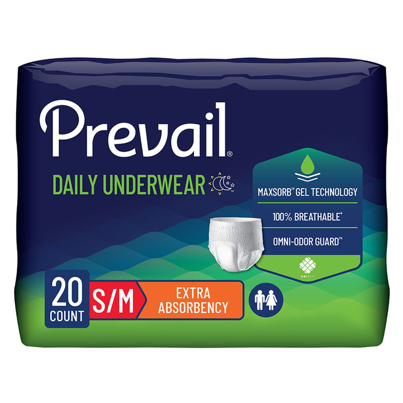 Prevail Daily Underwear Extra Absorbent Underwear, Medium (Case of 80)