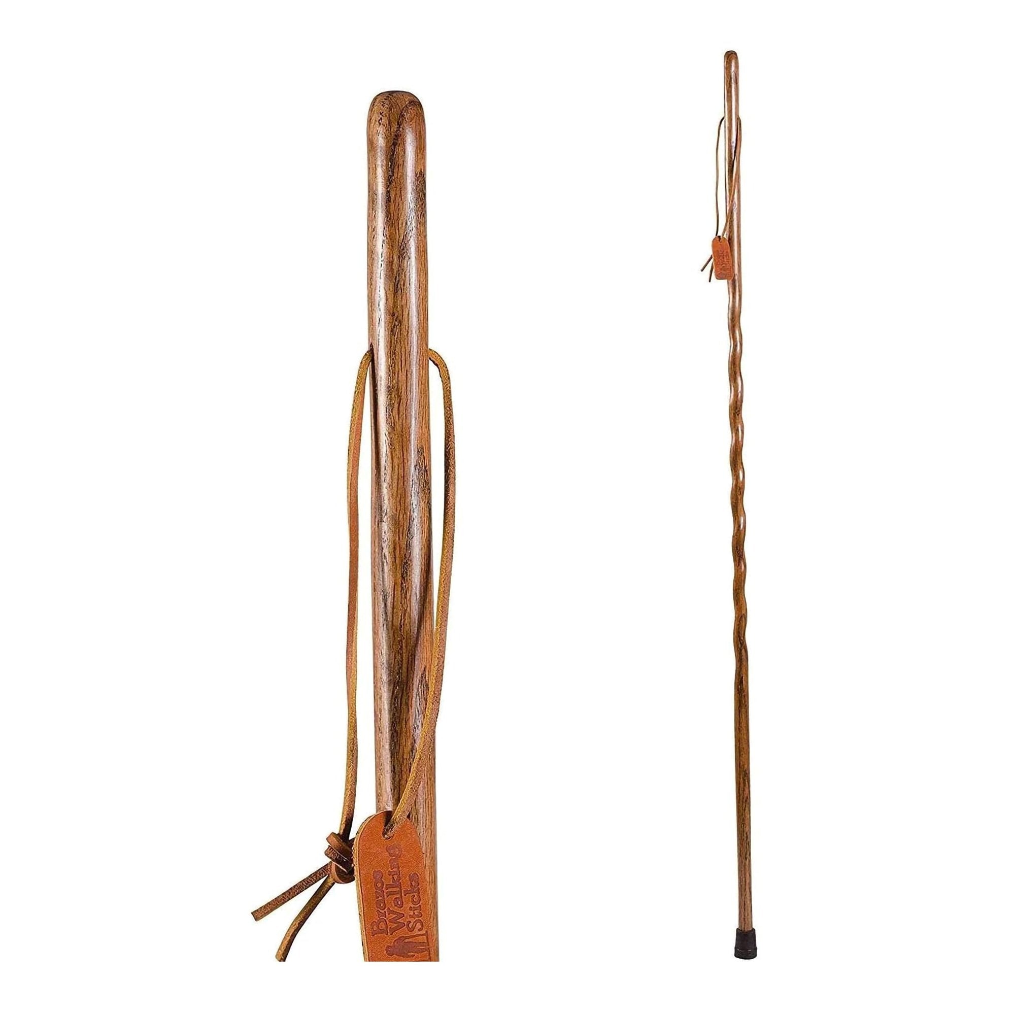 Mabis Healthcare Brazos Twisted Oak Backpacker Handcrafted Walking Stick, 55-Inch, Brown 