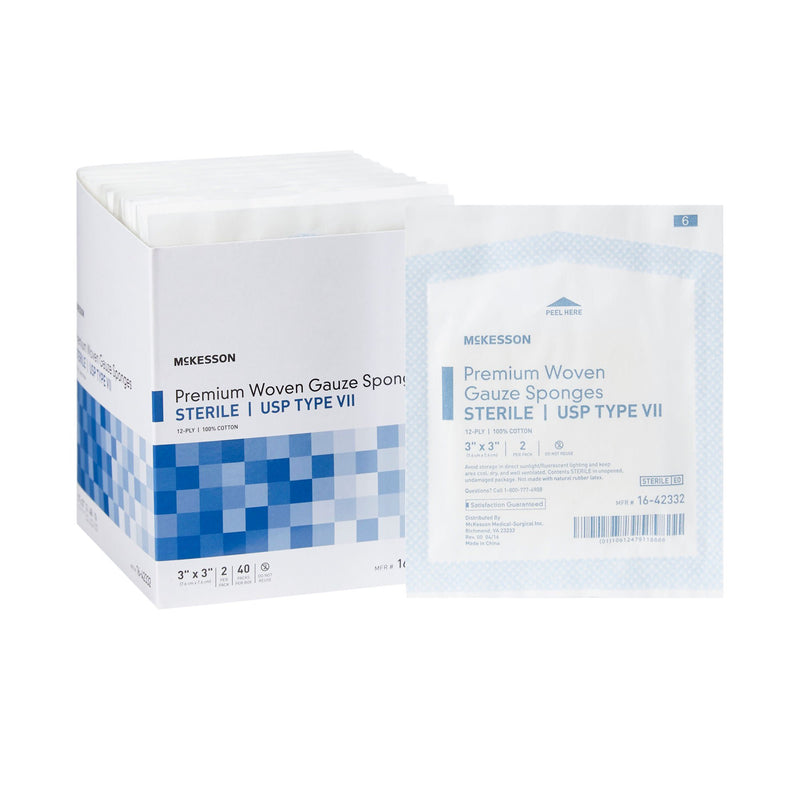 McKesson Sterile USP Type VII Gauze Sponge, 3 x 3 Inch, 12-Ply (Case of 2400)