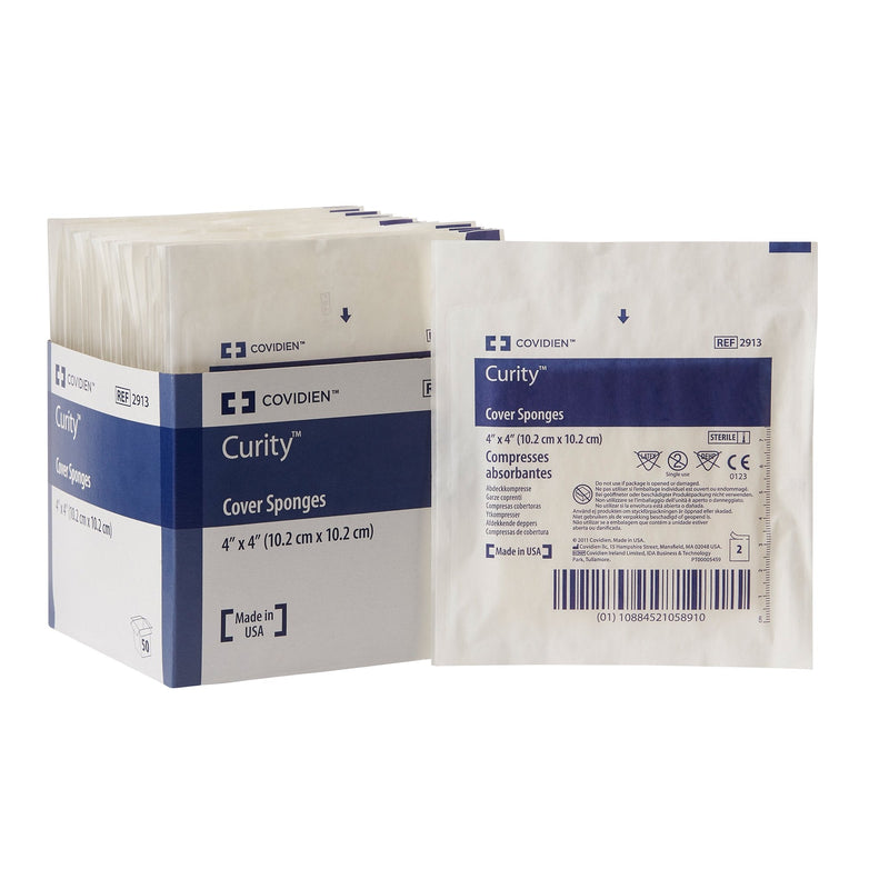 Cardinal Curity Sterile Nonwoven Sponge, 4 x 4 Inch, 4-Ply (600/CS) 
