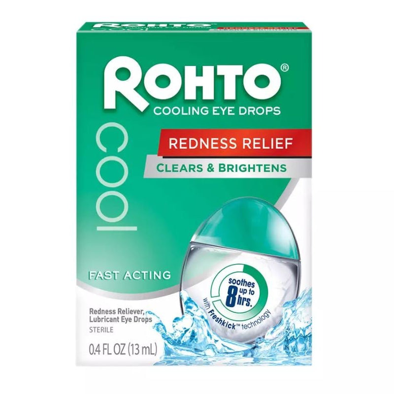 Rohto Cooling Cool Relief Redness Reliever Lubricant Eye Drops, 13 mL (Each)