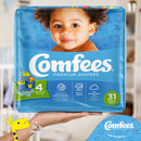 Comfees Premium Diapers, Unisex, Baby, Tab Closure, Size 4 (Case of 124)