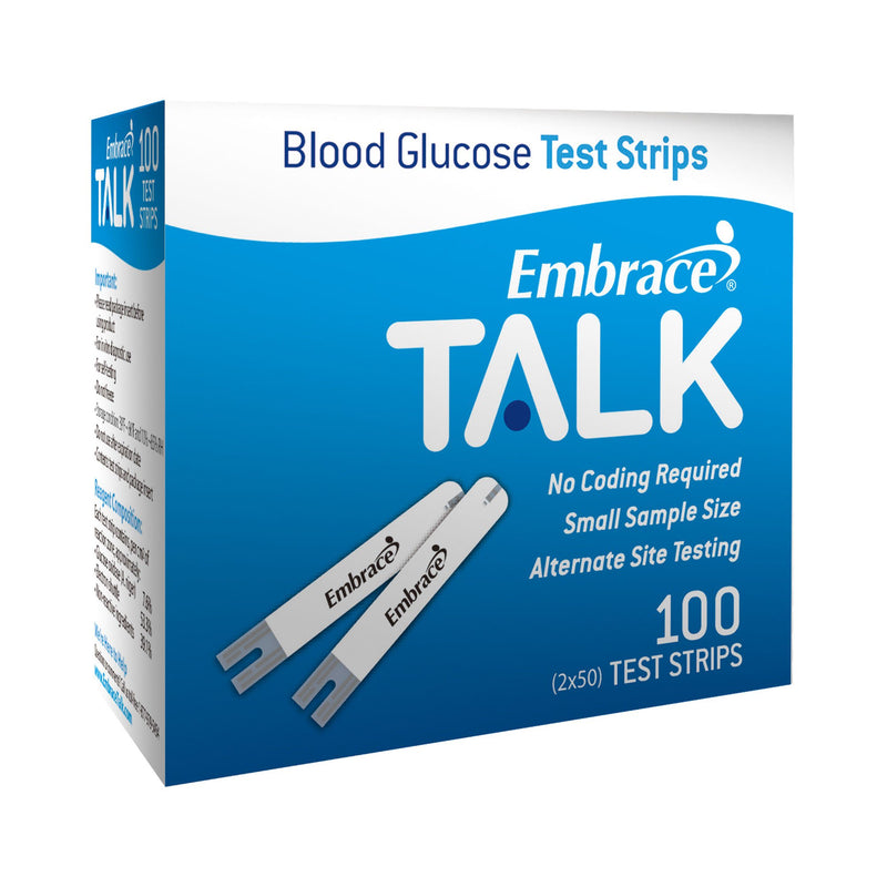 Omnis Health Embrace Talk Blood Glucose Test Strips (Box of 100)