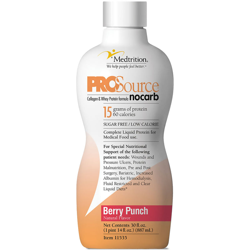 ProSource NoCarb Berry Punch Collagen and Whey Protein Formula, 32-ounce Bottle (Case of 4)