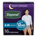 Depend Night Defense Absorbent Underwear for Men, Small/Medium (Case of 64)