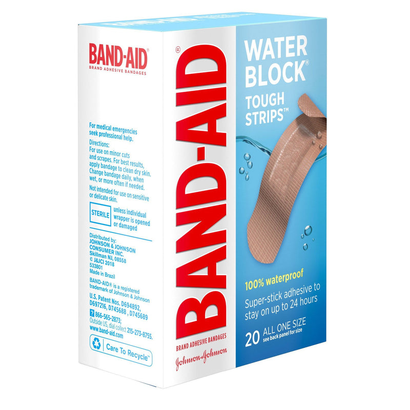 Band-Aid Water Block Tough Strips Bandages 1 x 3.25 Inch (Box of 20) 