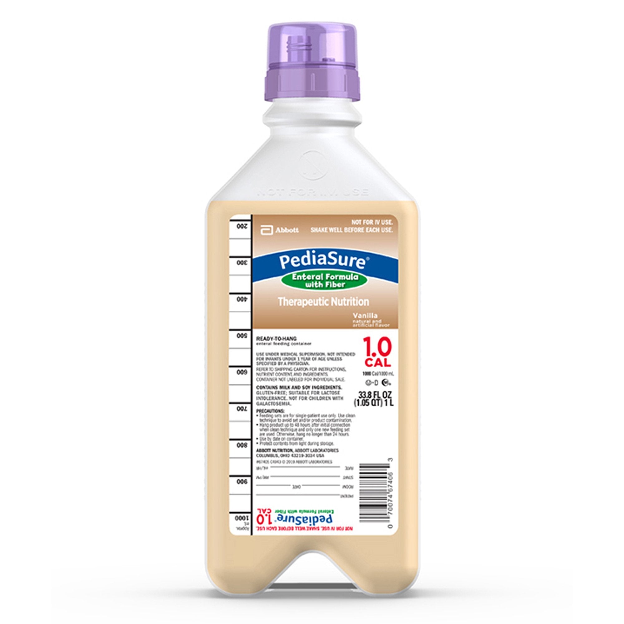 Abbott Nutrition PediaSure 1.0 Cal Enteral Formula with Fiber, 1-liter Ready to Hang Container (8/CS) 