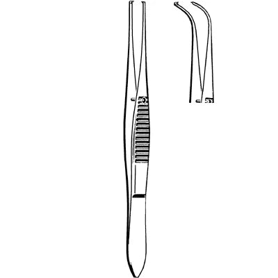 Merit Iris Tissue Forceps - 4", Full-Curved, 1x2 Teeth - 98-151