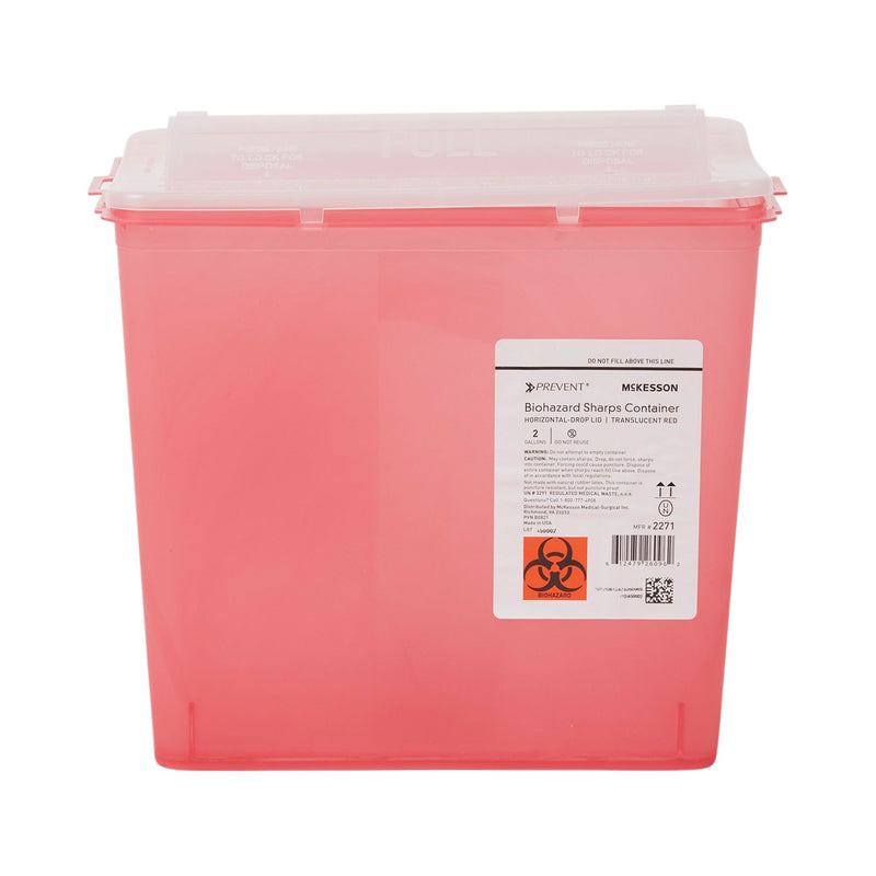 McKesson Prevent Sharps Container, 2 Gallon, 9-1/4 x 10 x 6 Inch (Case of 20)