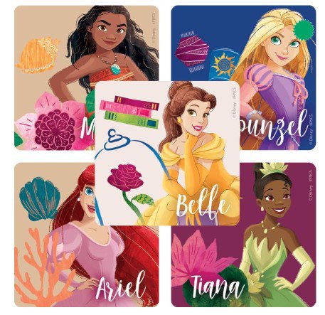 Sticker SmileMakers 100 per Pack Disney Princess 2-1/2 X 2-1/2 Inch (Roll of 100)