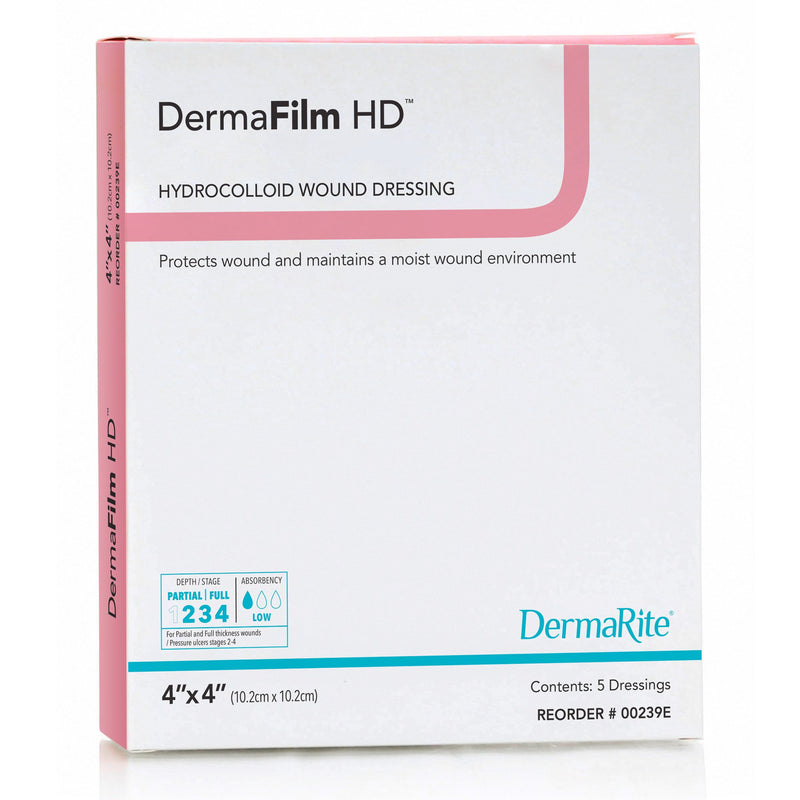 DermaFilm HD Hydrocolloid Dressing, 4 x 4 Inch (Box of 5) 