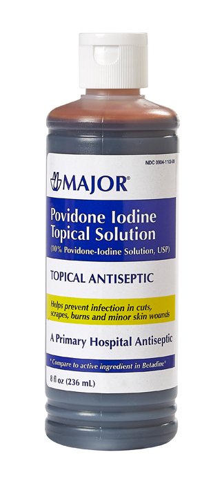 Major Pharmaceuticals Skin Prep Solution Major 8 oz. Bottle 10% Strength Povidone-Iodine NonSterile