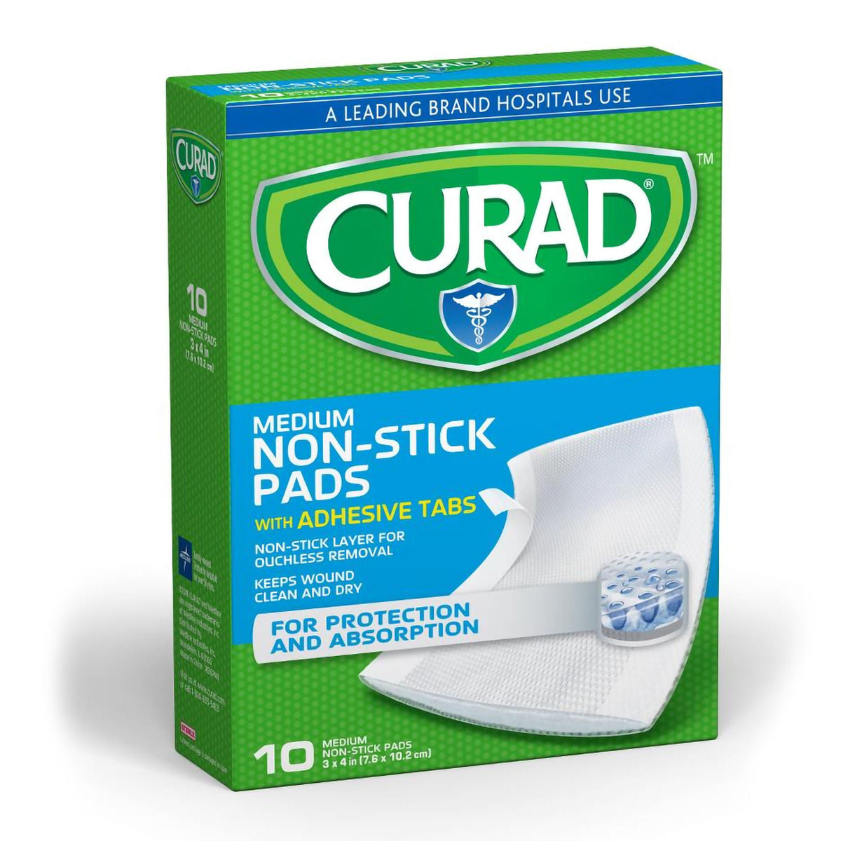 Non-Adherent Dressing with Adhesive Curad 3 X 4 Inch Sterile 10 per Pack (Case of 120)