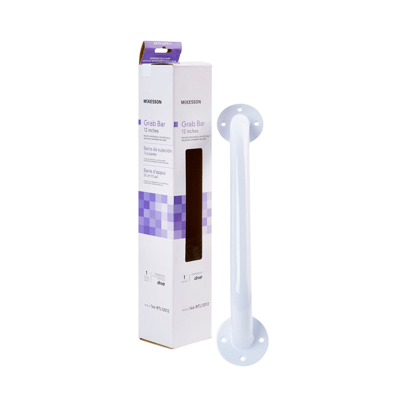 McKesson Wall Grab Bar, White Steel, 12-Inch Length (Case of 3)