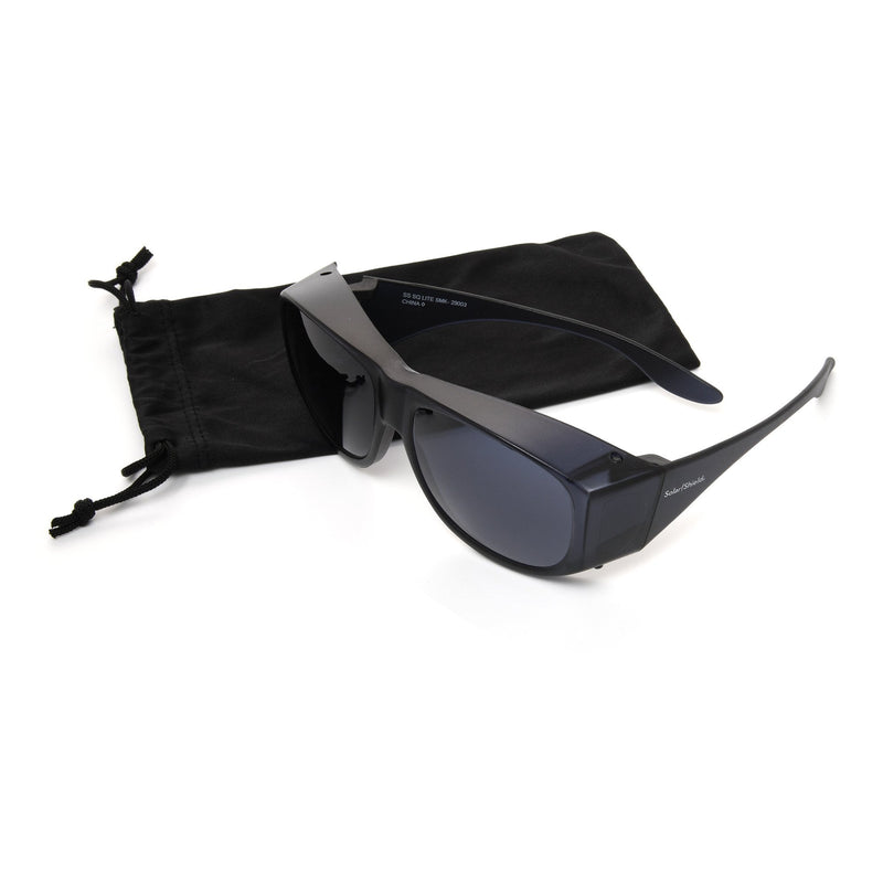 Dioptics Sunglasses Solar Shield Fit Over Uncoated Smoke Tint Polycarbonate Lens Black Frame Over Ear One Size Fits Most 