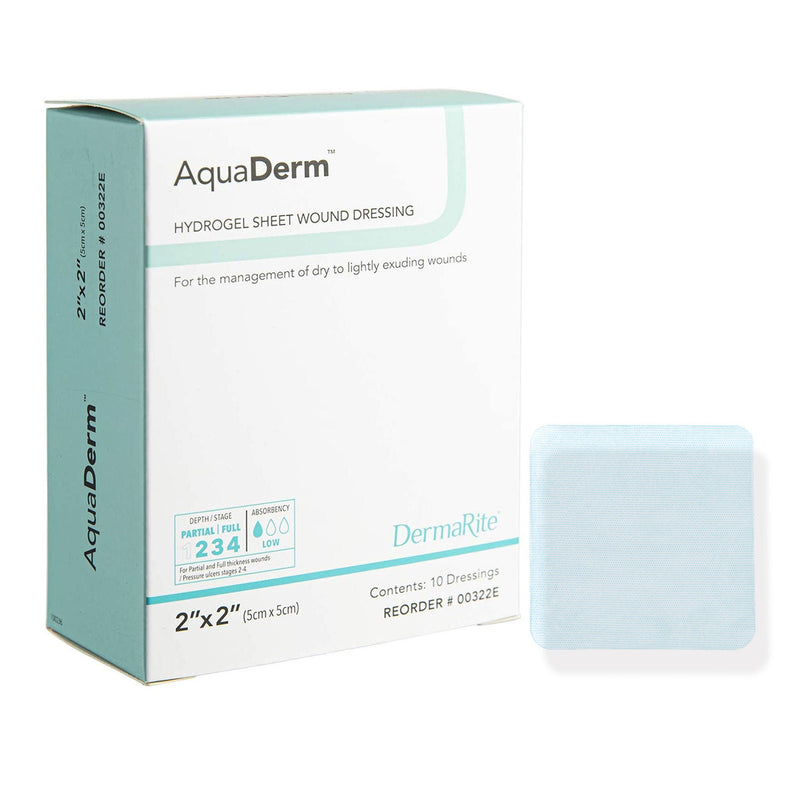 AquaDerm Hydrogel Wound Dressing, 2 x 2 Inch (Box of 10)