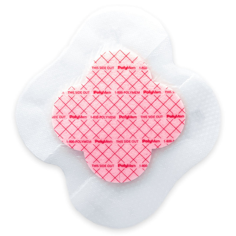 Ferris Manufacturing Foam Dressing PolyMem VariSite 8.2 X 8.5 Inch With Border Film Backing Silicone Border Adhesive Multishape Sterile (20/CS) 