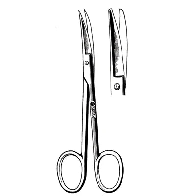 Sklar Wagner Scissors - 4-1/2", Curved, Serrated, Blunt/Blunt - 47-1072
