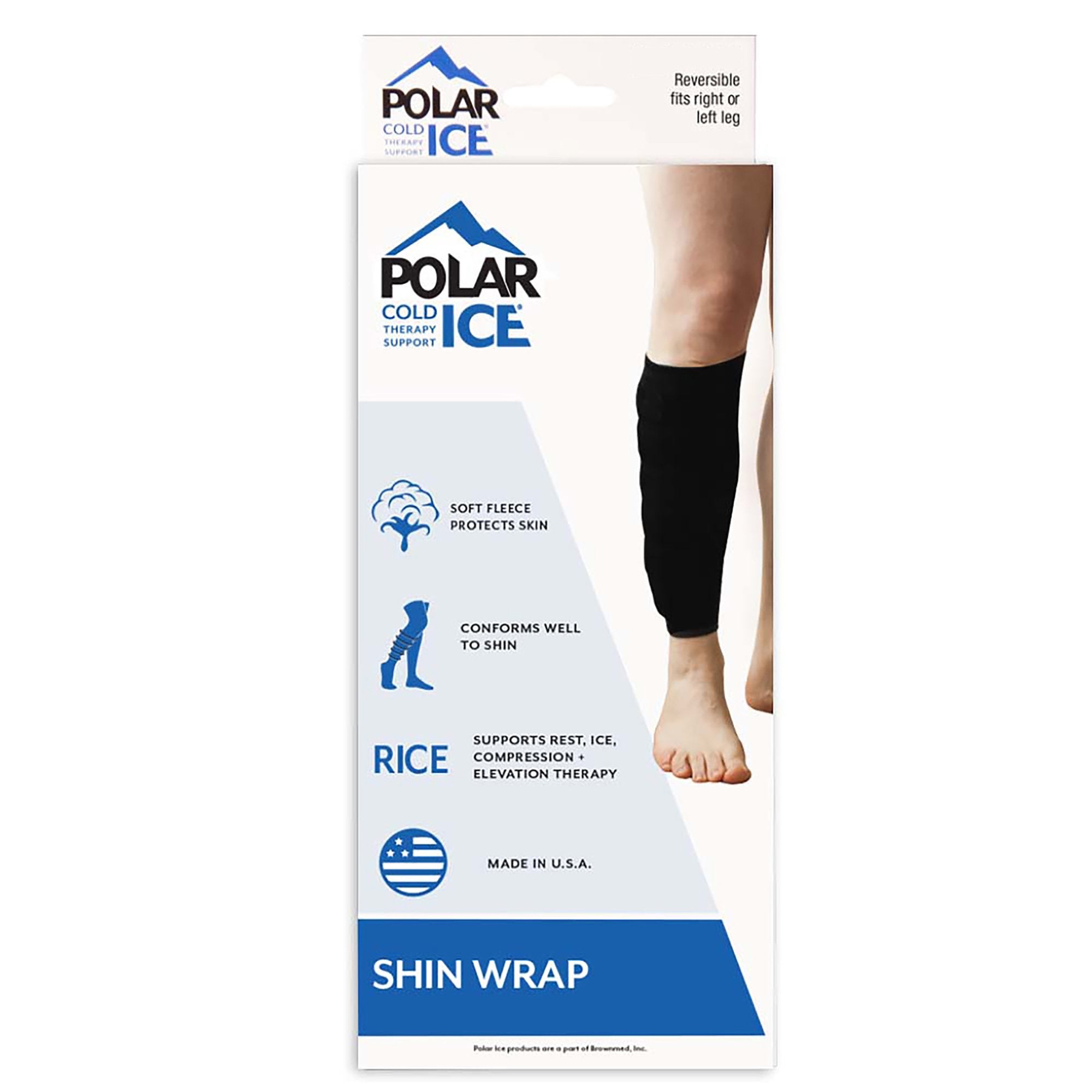 Brownmed Polar Ice Cold Pack with Wrap for Shin, 5 x 12 Inch 