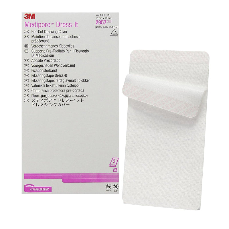 Solventum Corporation 3M Medipore Dress-It Dressing Retention Tape with Liner, 5-7/8 x 11 Inch (100/CS) 