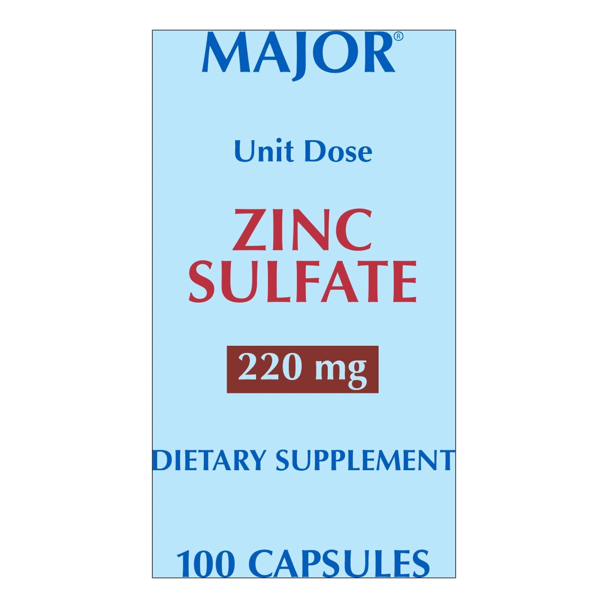 Major 220-mg Zinc Sulfate Capsules (Box of 100) 
