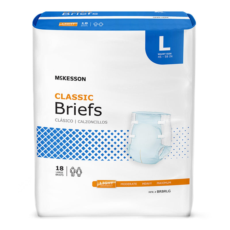 McKesson Classic Light Absorbency Incontinence Brief, Large (Case of 72)