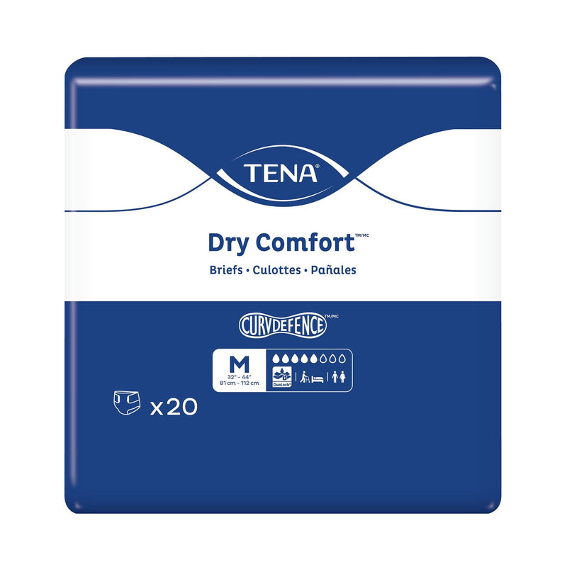 Essity HMS North America Inc Tena Dry Comfort Briefs with Curvdefence, Medium, 32 – 44 Inch, Five Drops (80/CS)