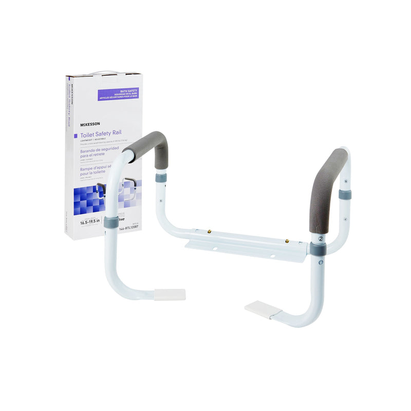 McKesson Toilet Safety Rail, White Steel, Width-Adjustable (Case of 2)