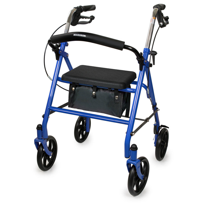 McKesson Folding Steel Four-Wheel Rollator, Blue (Each)