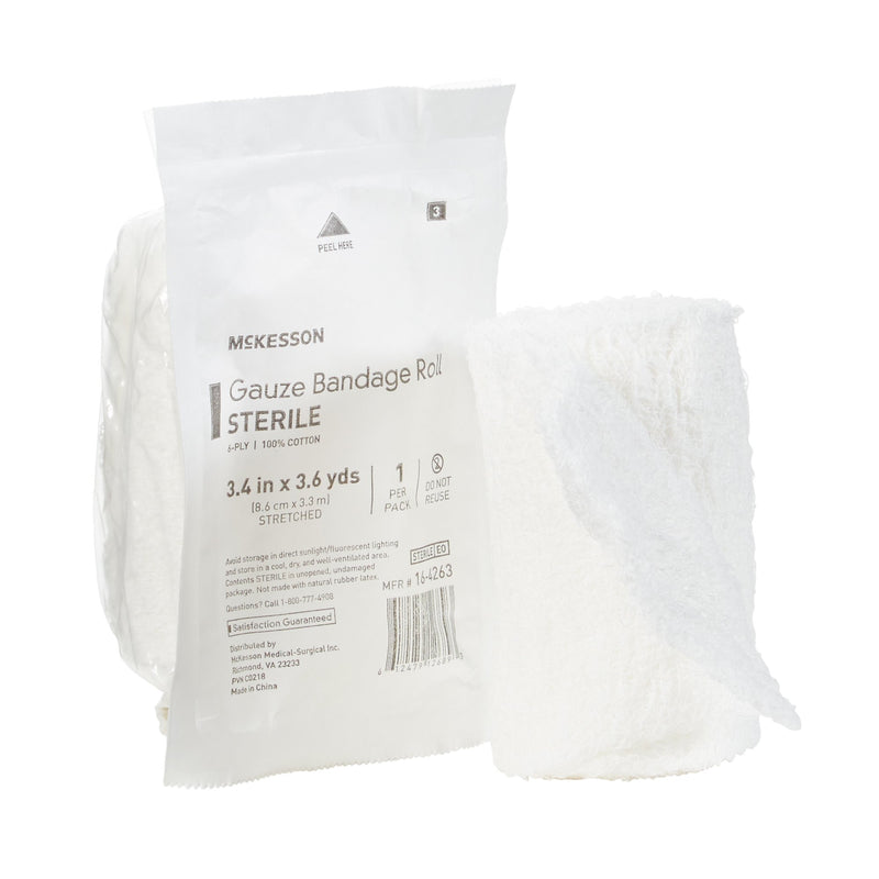 McKesson Sterile Fluff Bandage Roll, 3-2/5 Inch x 3-3/5 Yard, Six Ply (Case of 96)