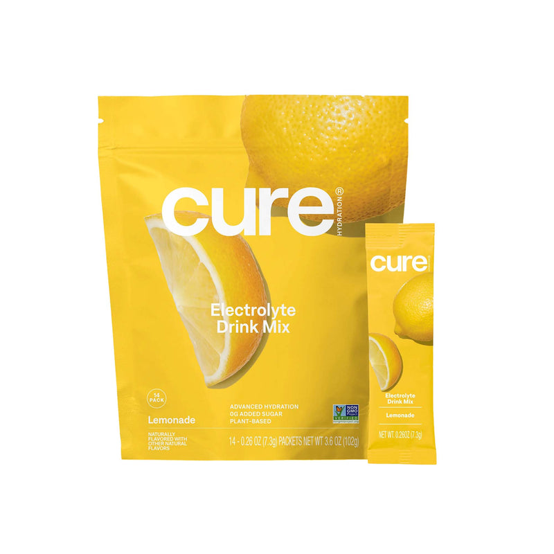 Cure Electrolyte Drink Mix made with Coconut Water, Lemonade, 7.7-gram Packets (Case of 168)