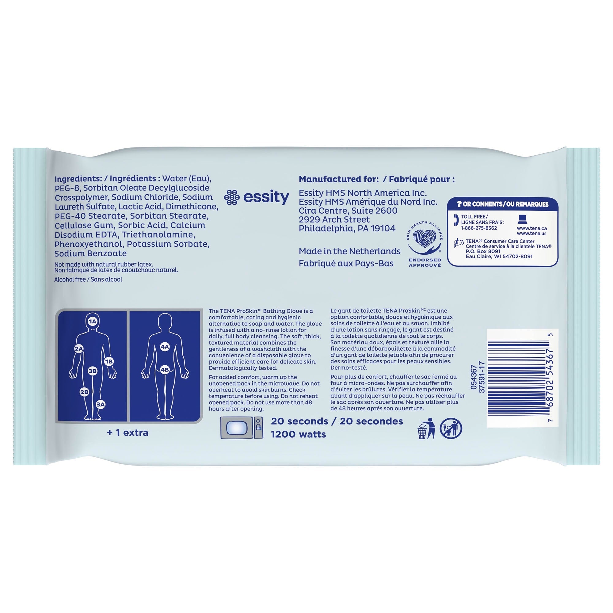 Essity HMS North America Inc Tena ProSkin Bathing Gloves (225/CS) 