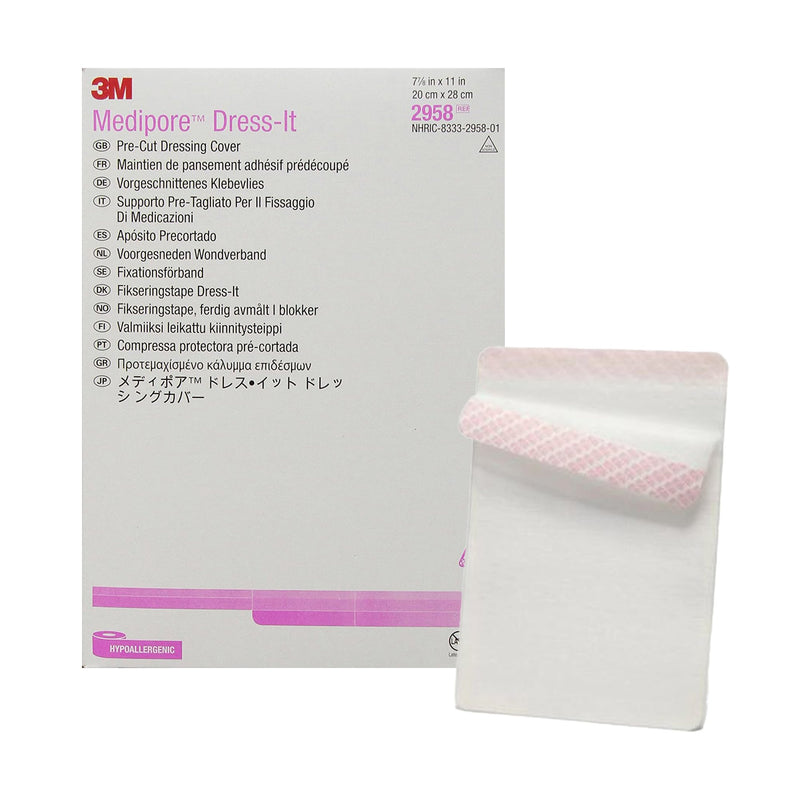 Solventum Corporation 3M Medipore Cloth Dressing Retention Tape, 7-7/8 x 11 Inch, White (100/CS)