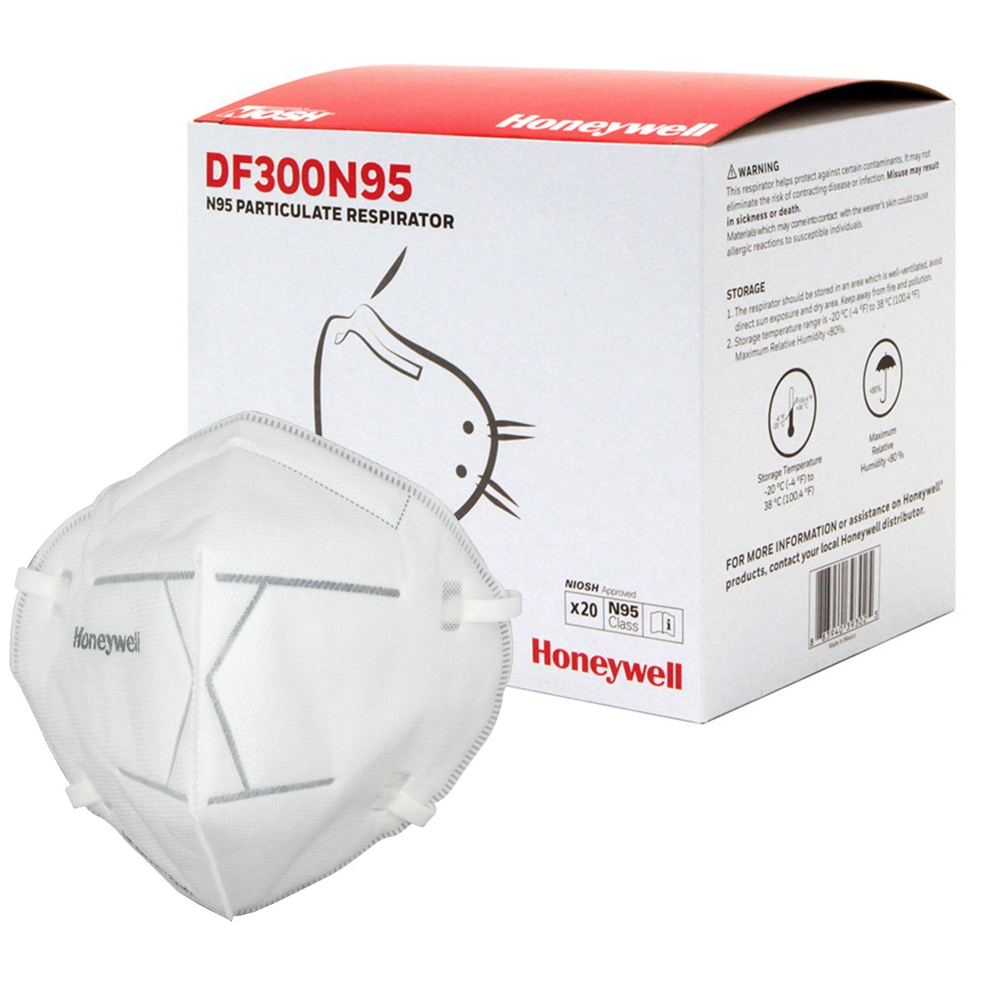 Honeywell Safety Products Particulate Respirator Mask Honeywell DF300 Industrial N95 Not Rated Elastic Strap One Size Fits Most (360/CS) 
