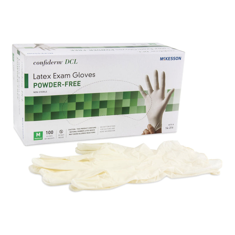 McKesson Confiderm Latex Exam Glove, Medium, Ivory (Case of 1000)