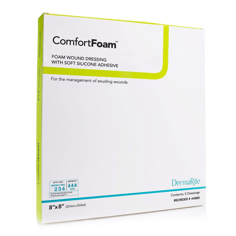 Sion Brands LLC ComfortFoam Silicone Adhesive without Border Silicone Foam Dressing, 8 x 8 Inch (5/BX) 