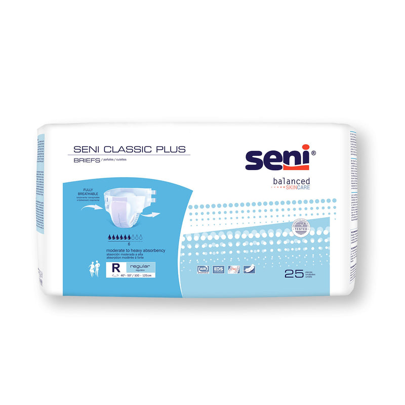 Seni Classic Plus Moderate to Heavy Absorbency Incontinence Brief, Regular (Case of 100)