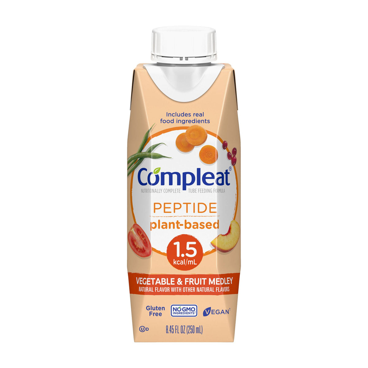 Compleat Peptide 1.5 Cal Plant-Based Tube Feeding Formula, 8.45-ounce carton (Case of 24)