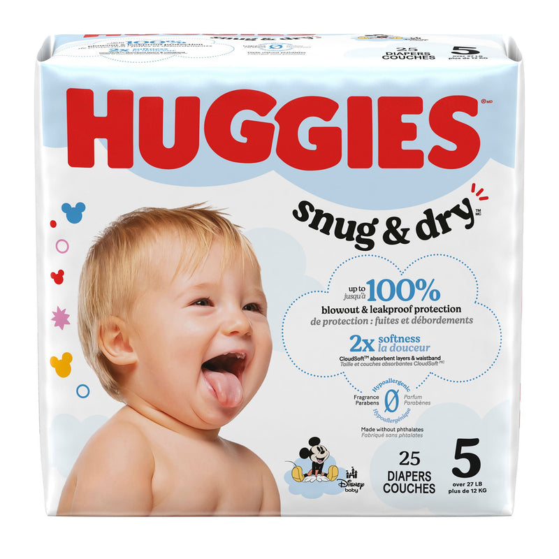 Huggies Snug & Dry Diapers, Size 5 (Case of 100)