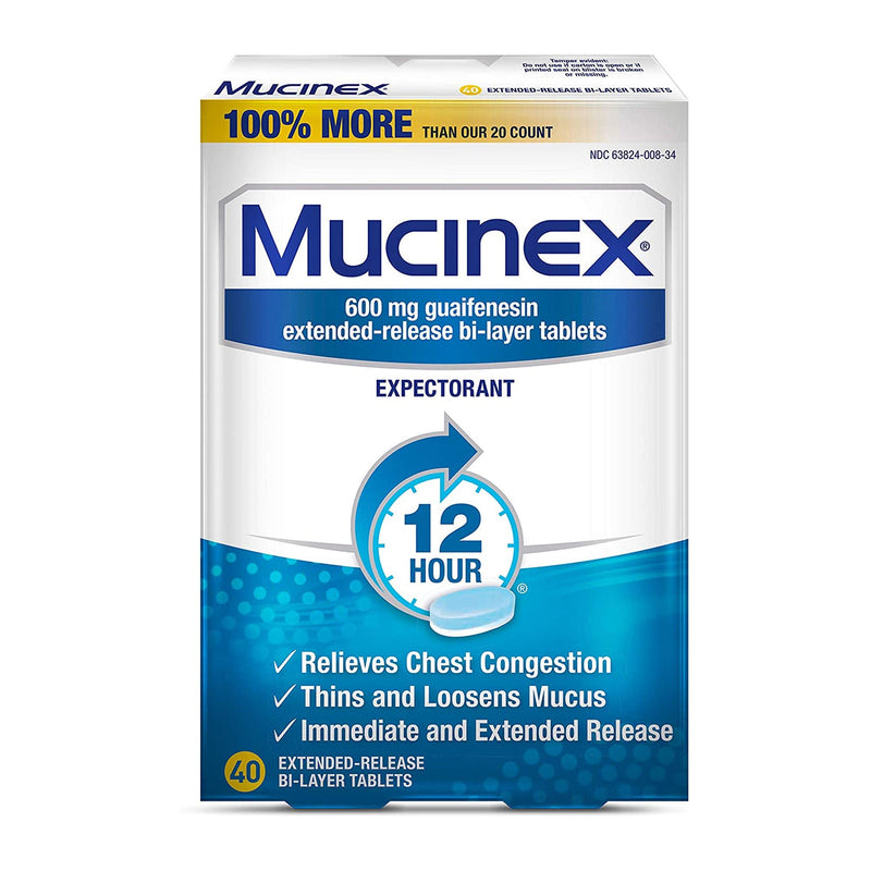 Mucinex Guaifenesin Cold and Cough Relief (Box of 40)