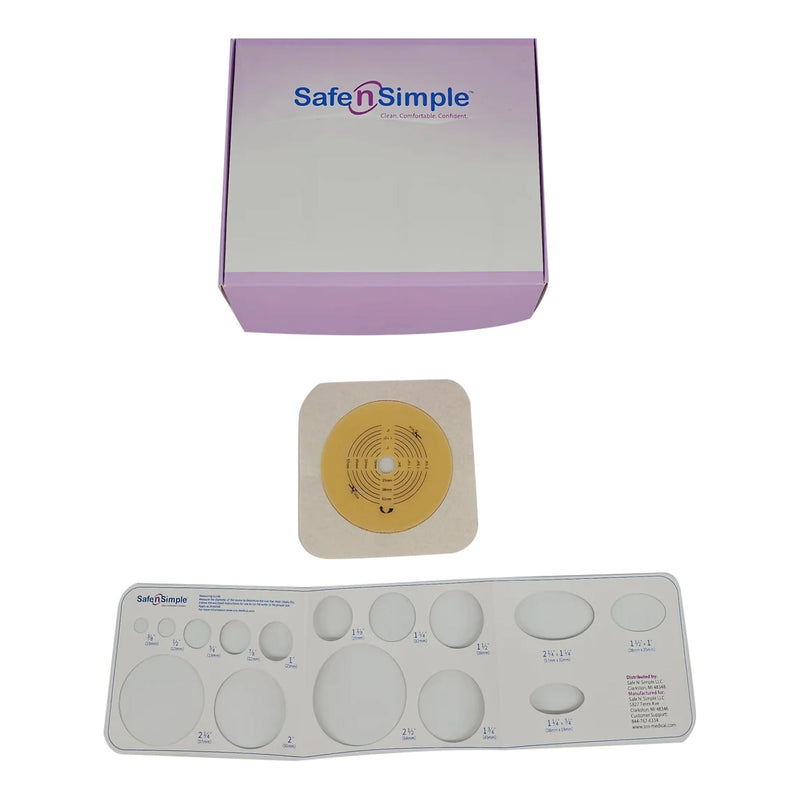 Ostomy Barrier Safe n Simple Trim to Fit, Standard Wear Flexible Tape 70 mm Flange Up to 2-1/4 Inch Opening 5 X 5 Inch (Case of 80)