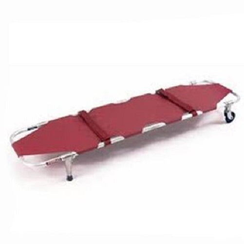 Ferno 11 Folding Emergency Stretcher with Wheels and Posts - Burgundy