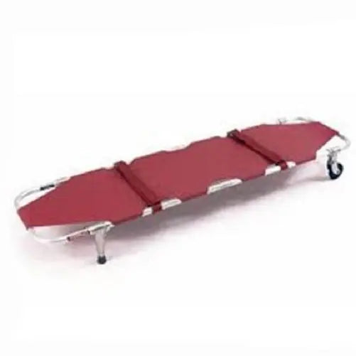 Ferno 11 Folding Emergency Stretcher with Wheels and Posts  Burgundy
