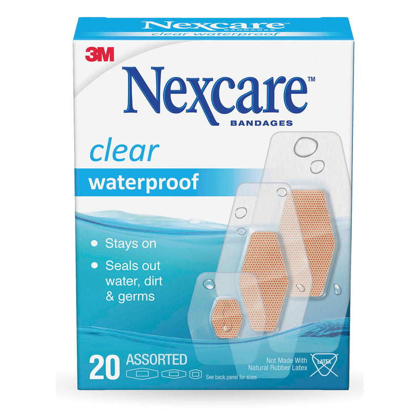 3M Nexcare Waterproof Adhesive Strip, Assorted Sizes (Box of 20)