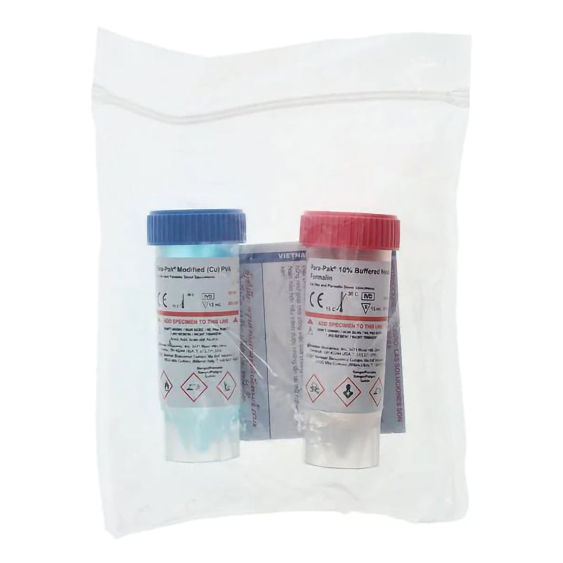 Para-Pak 2-Vial Specimen Collection and Transport Kit, Parasitology (Case of 120)